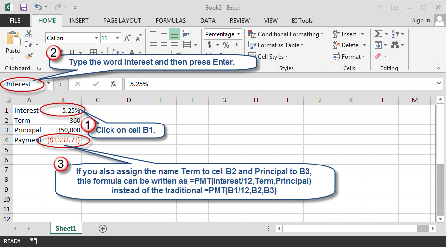 Using Name in Excel